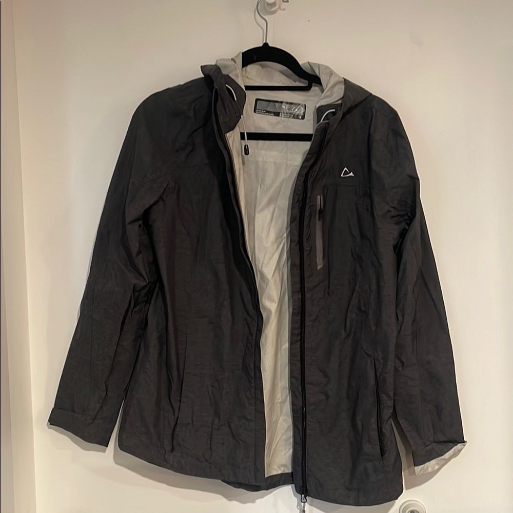 Light Weight Wind/Rain Breaker Gray Hooded Jacket Sz S
